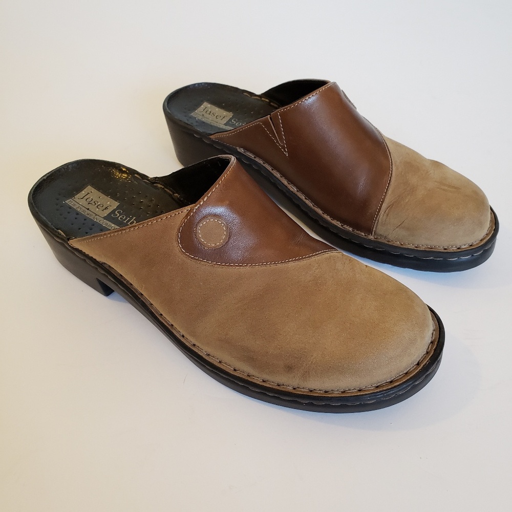 JOSEF SEIBEL | 2 Tone, Tan Suede Mules Size 9